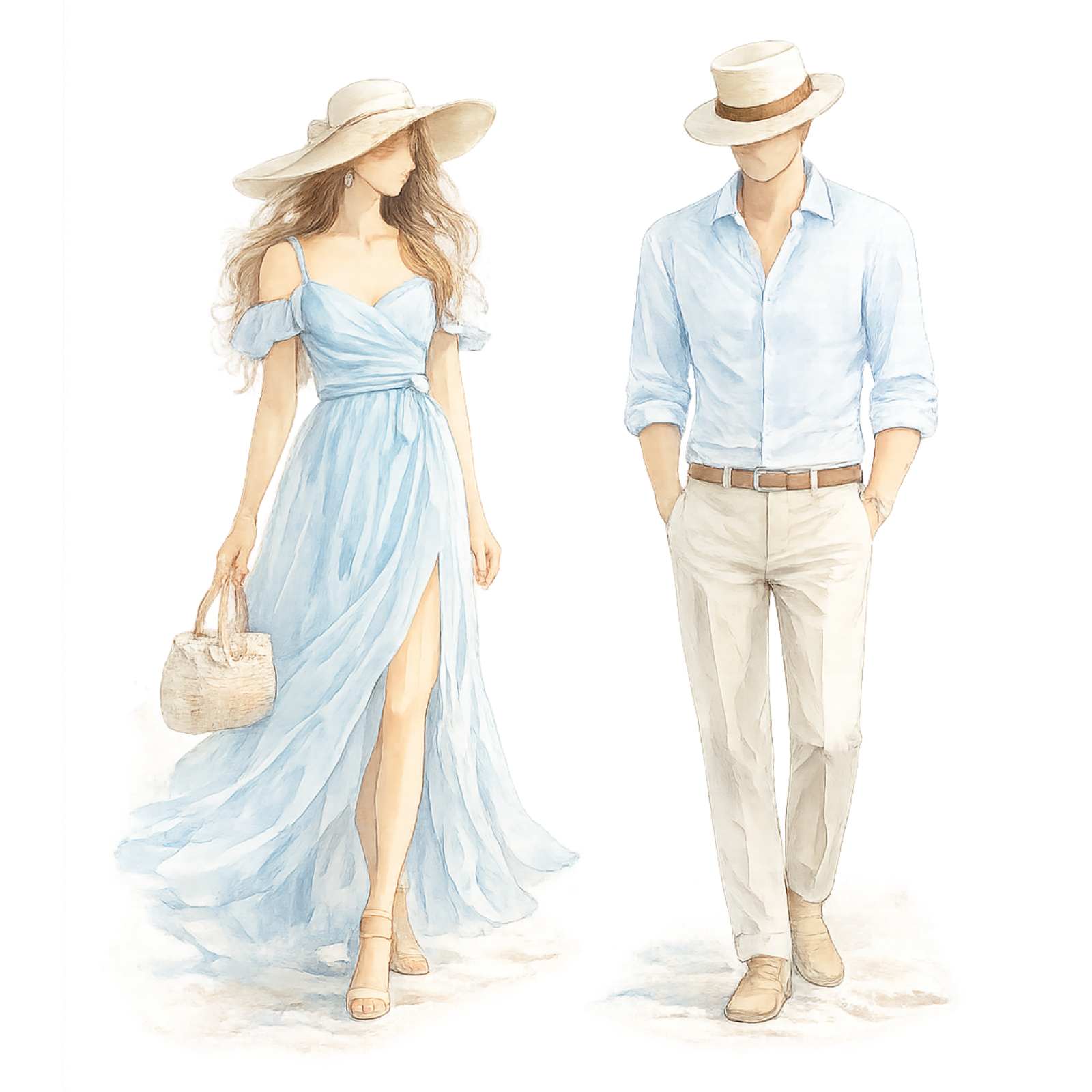 Ilustración de código de vestimenta para boda en la playa